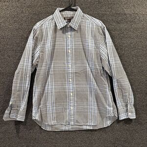 Michael Kors Mens Large Check Long Sleeve Button Down Shirt Casual Cotton